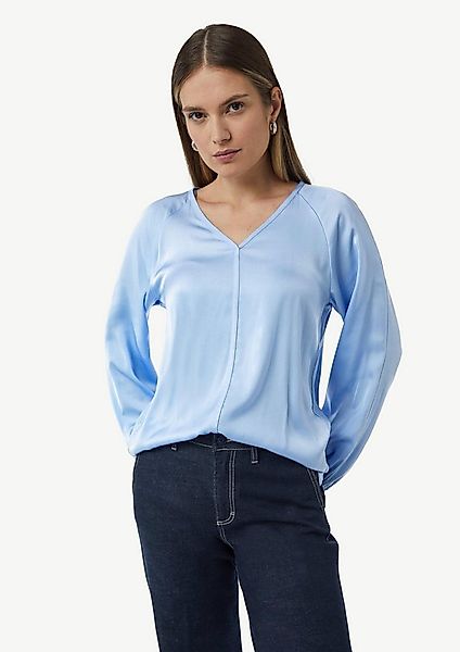 comma Langarmbluse Bluse Satinierte Bluse mit Raglanärmeln und V-Ausschnitt günstig online kaufen