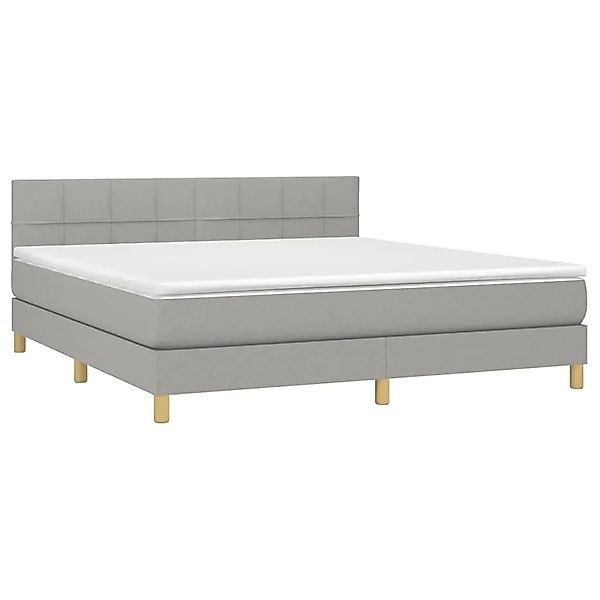 vidaXL Boxspringbett mit Matratze & LED Hellgrau 180x200 cm Stoff 3133733 günstig online kaufen