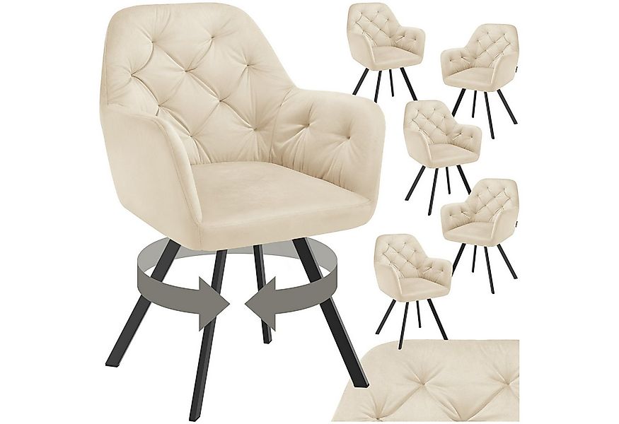 tectake Esszimmerstuhl Drehbarer Samt-Armlehnstuhl Lucia, gepolstert (Set, günstig online kaufen