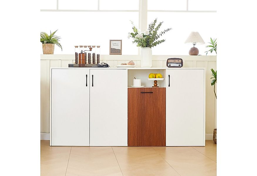 Flieks Sideboard mit 4 Türen Weiß (B160/T40/H80 cm, 1 St., Schrank für Wohn günstig online kaufen