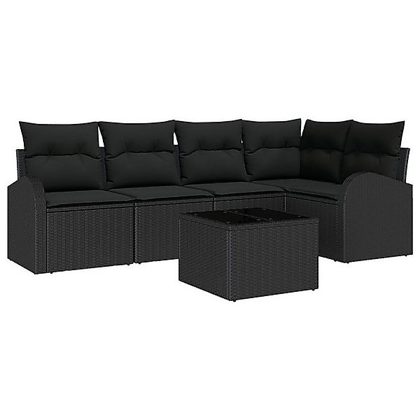 vidaXL Loungesofa 6-teiliges Garten-Sofa-Set mit Kissen Beige Poly-Rattan, günstig online kaufen