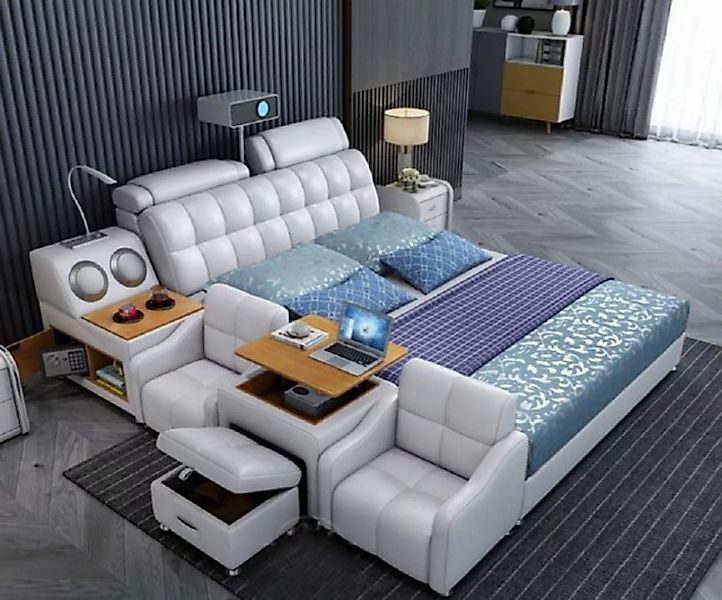 JVmoebel Bett Multifunktions Bett Boxen Luxus Design Weiß Betten Hotel Dopp günstig online kaufen