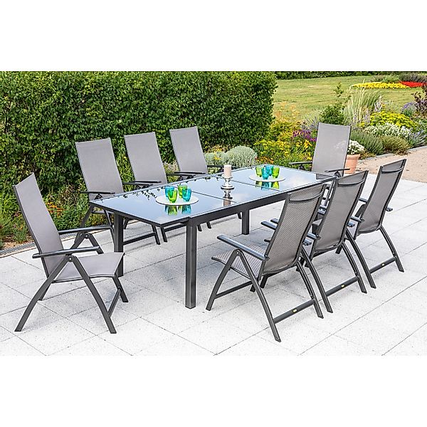 Merxx Vicenza Set 9-tlg. 8 Klappsessel Gartentisch Ausziehbar 180 (240) x 1 günstig online kaufen