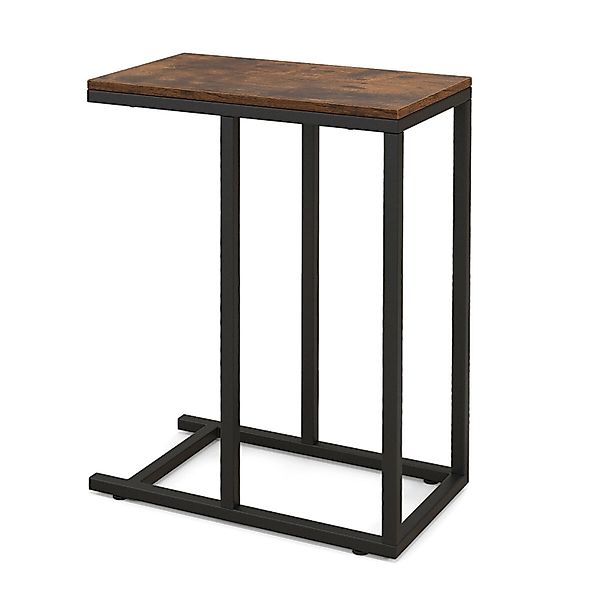 Costway Beistelltisch C-Form Sofatisch mit Metallgestell Braun günstig online kaufen