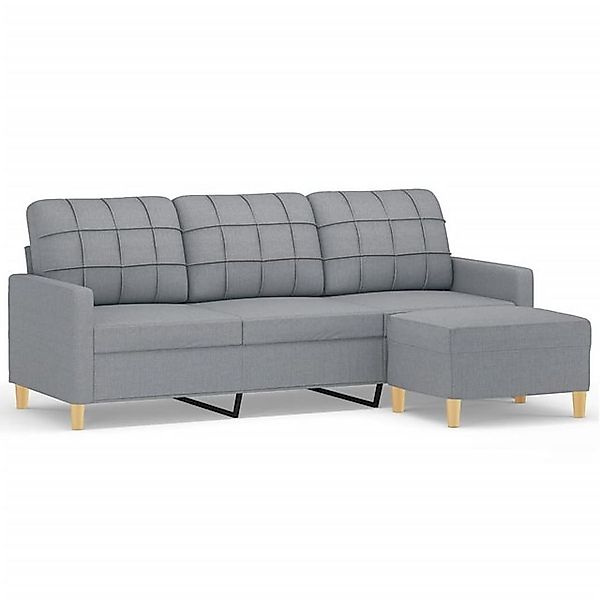 vidaXL Sofa, 3-Sitzer-Sofa mit Hocker Hellgrau 180 cm Stoff günstig online kaufen