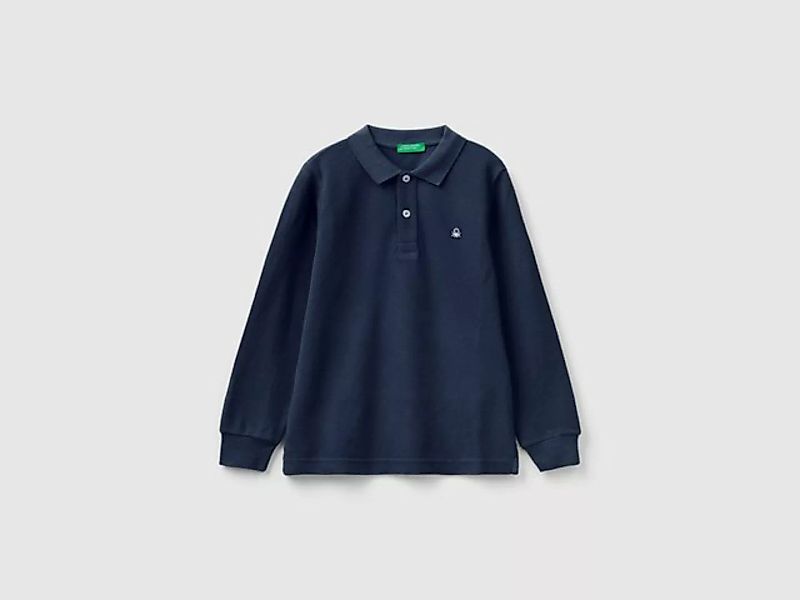 United Colors of Benetton Langarm-Poloshirt mit Logostickerei an der Brust günstig online kaufen