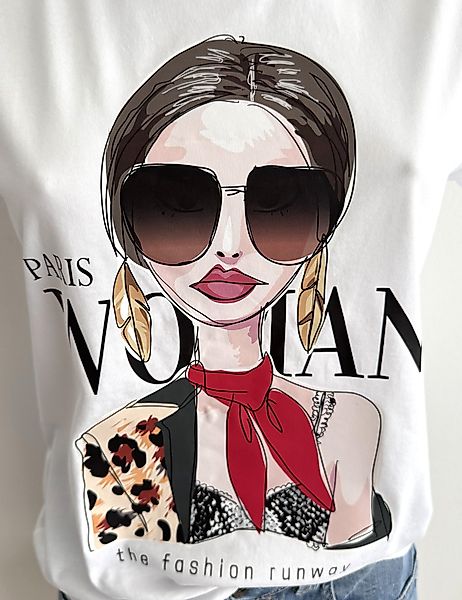 Zuckerwatte Print-Shirt Rundhalsshirt, modischer Frontprint "Paris günstig online kaufen