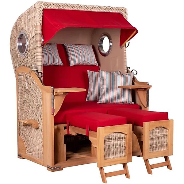 GarWoh Strandkorb Rantum Teak PE Shell Dessin 585 günstig online kaufen
