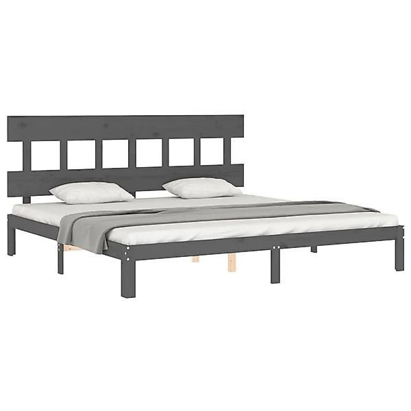 vidaXL Massivholzbett mit Kopfteil Grau 200x200 cm 3193618 günstig online kaufen