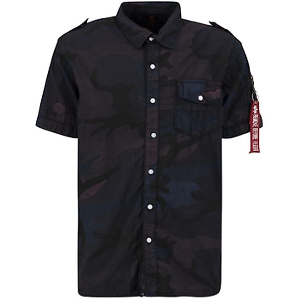 Alpha  Kurzarm Hemdbluse Camo Shirt S - black camo günstig online kaufen