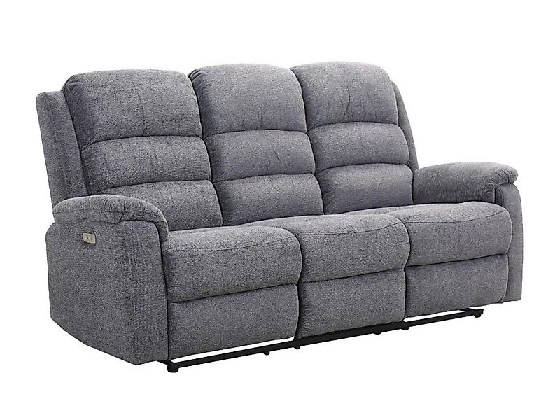 Relaxsofa elektrisch 3-Sitzer - Stoff - Grau - NEVERS günstig online kaufen