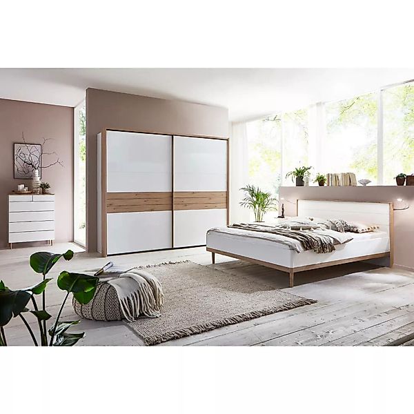 Schlafzimmer Komplett Set mit 250cm Schwebetürenschrank, 180cm Doppelbett u günstig online kaufen