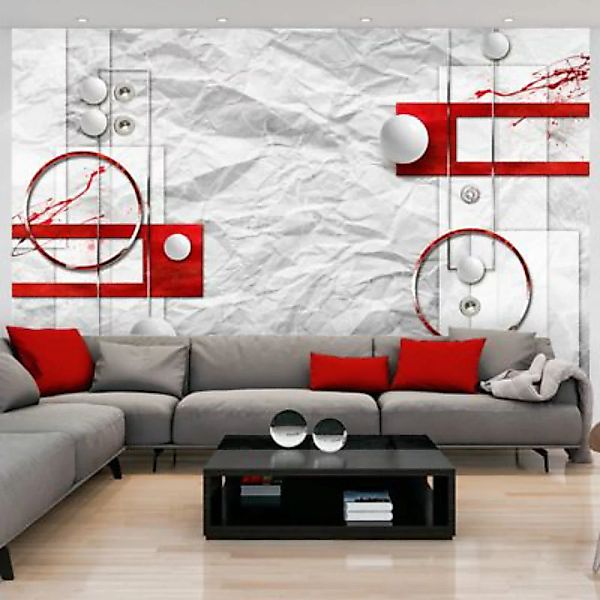 artgeist Fototapete Paper Abstraction rot/weiß Gr. 300 x 210 günstig online kaufen