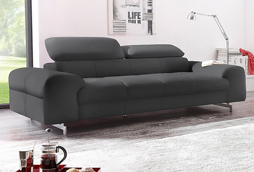 COTTA 3-Sitzer "Chef", Big-Sofa mit Kopfteilverstellung, edle Metallkufen günstig online kaufen