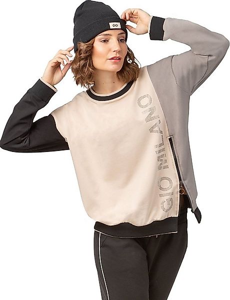 Gio Milano Sweater G25-1107 Sweatshirt mit Strickbündchen und modischen Akz günstig online kaufen