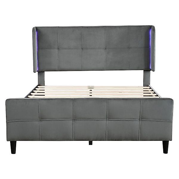 Sytifro Polsterbett 140x200cm mit LED-Leisten, höhenverstellbares Kopfteil, günstig online kaufen