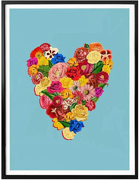 Wall-Art Poster "Blumen Herz Sommerliebe", Herz, (1 St.) günstig online kaufen