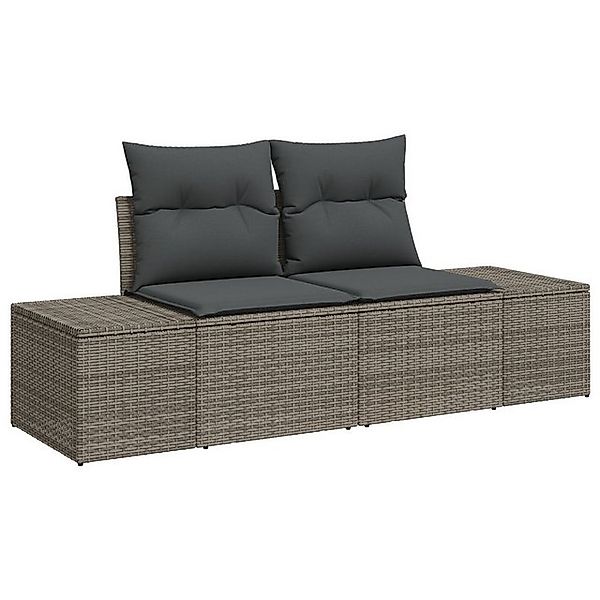 vidaXL Loungesofa 2-Sitzer Garten Sofa mit Stauraum & Kissen Grau Poly Ratt günstig online kaufen