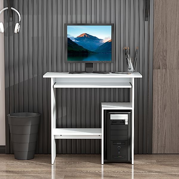 HOMCOM Computertisch Schreibtisch Büro Gaming Kinder PC-Tisch Weiß 80x45x75 günstig online kaufen