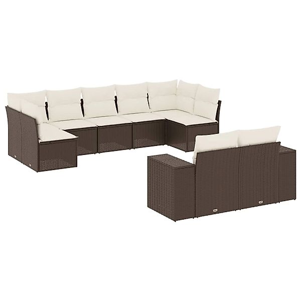 vidaXL 9-Tlg Garten-Sofagarnitur mit Kissen Braun Poly Rattan 3223022 günstig online kaufen