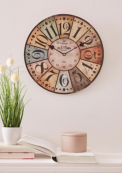 Home affaire Wanduhr ""Old Town"", rund, Ø 34 cm, Vintage-Look günstig online kaufen