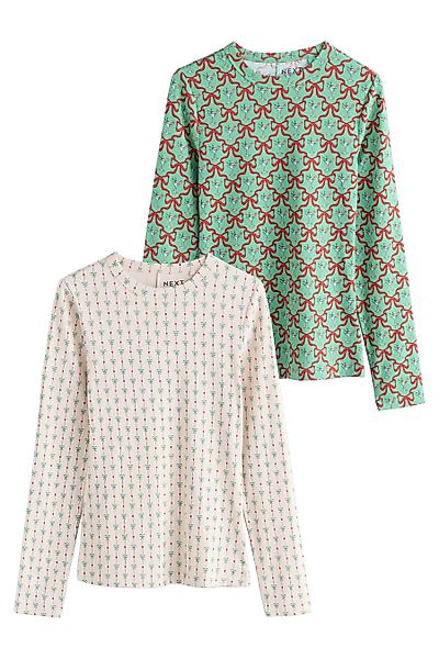 Next Langarmshirt Gerippte Tops im 2er-Pack, günstig online kaufen