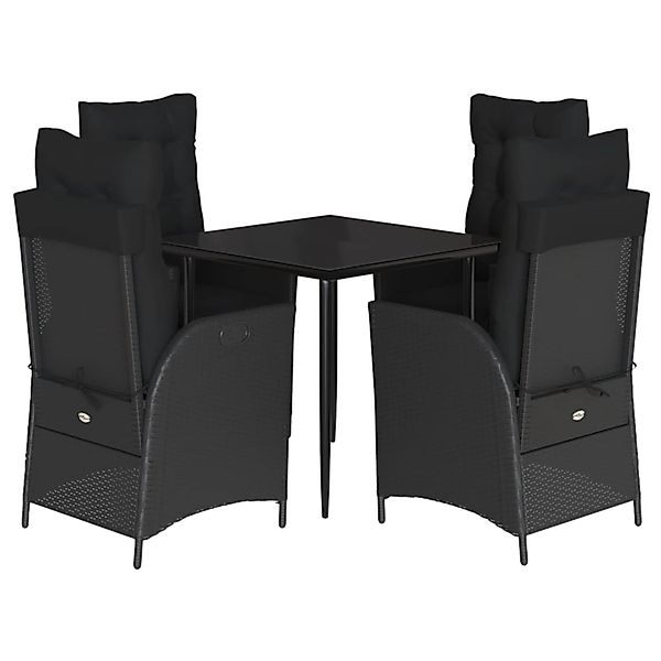 vidaXL 5-Tlg Garten-Essgruppe mit Kissen Schwarz Poly Rattan 3213393 günstig online kaufen