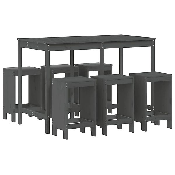 vidaXL 7-tlg Gartenbar-Set Grau Massivholz Kiefer Modell 1 günstig online kaufen