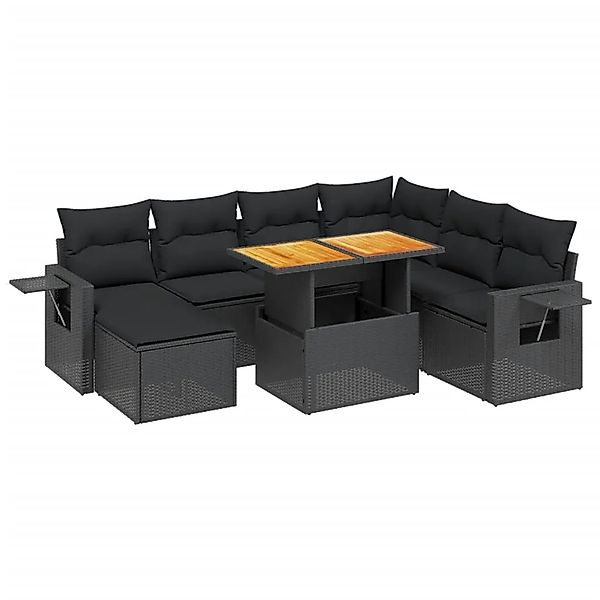 vidaXL 8-Tlg Garten-Sofagarnitur mit Kissen Schwarz Poly Rattan 3275715 günstig online kaufen