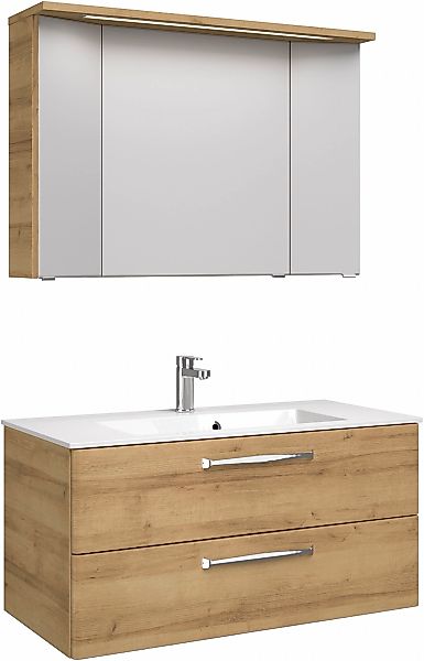 Saphir Badmöbel-Set "Trentino 2-teilig Mineralmarmor-Waschtisch mit LED-Spi günstig online kaufen