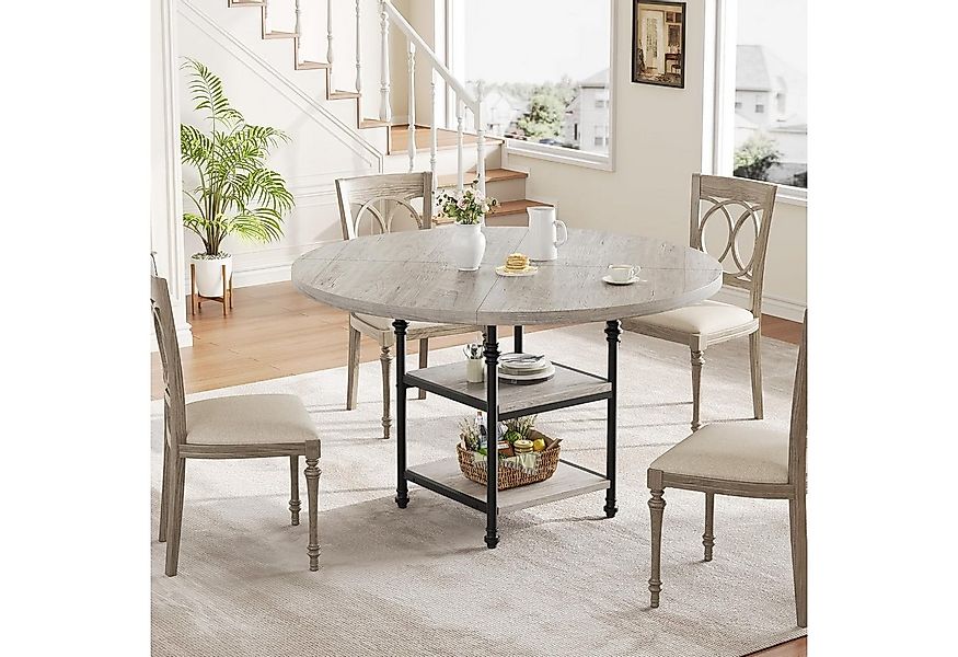 GarveeMore Esstisch mit Holzplatte und Metallbeinen für 4-6 Personen,119cm, günstig online kaufen