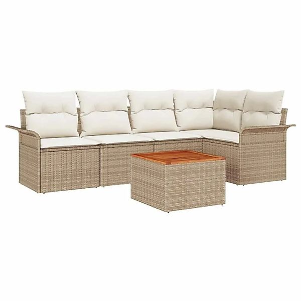 vidaXL Gartensofa-Set mit Speicher 6 Stk Beige und Creme Poly-Rattan 335599 günstig online kaufen