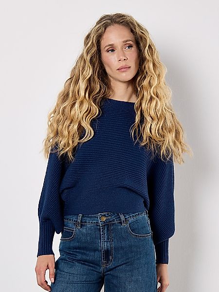Apricot Rundhalspullover gerippter Pullover, mit Fledermausärmeln günstig online kaufen