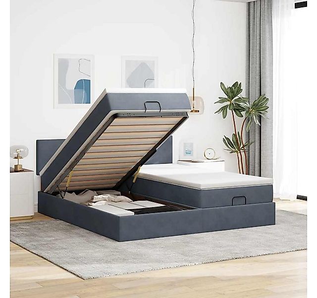 vidaXL Bett, Ottoman-Bett mit Matratzen Dunkelgrau 180x200 cm Samt günstig online kaufen