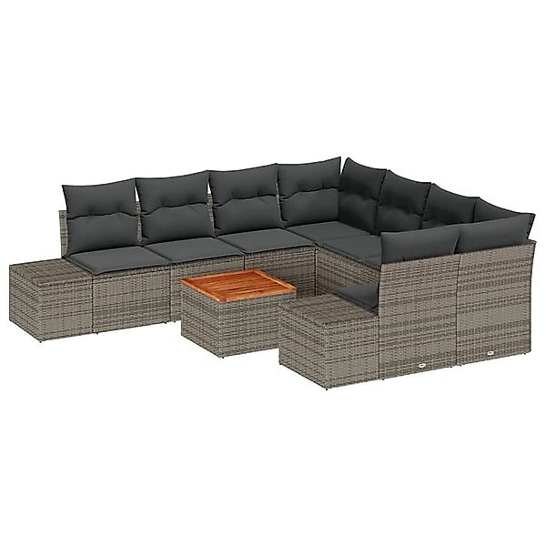 vidaXL Garten-Sofa-Set 9-Tlg Grau 3356606 günstig online kaufen