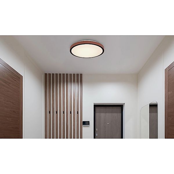 Globo LED-Deckenleuchte Sammi 1-flammig Braun-Weiß 420 x 95 mm günstig online kaufen