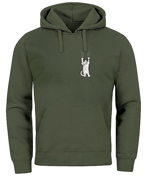 Neverless Hoodie Hoodie Herren Aufdruck Katze Cat Logo lustig Kapuzen-Pullo günstig online kaufen