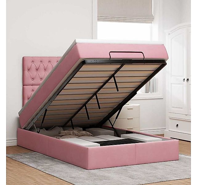 vidaXL Bett, Ottoman-Bett mit Matratzen Rosa 120x200 cm Samt günstig online kaufen