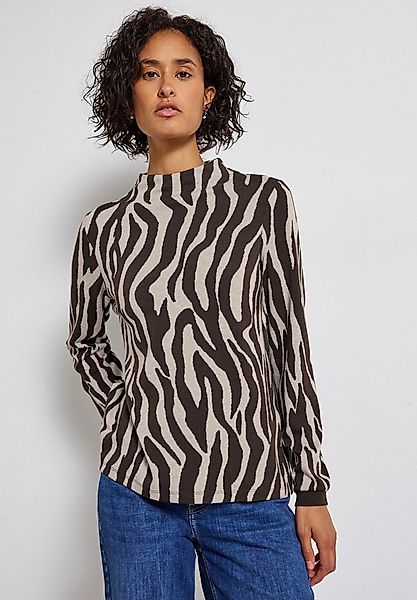 STREET ONE Rundhalspullover mit Zebra Print, Animal Print günstig online kaufen
