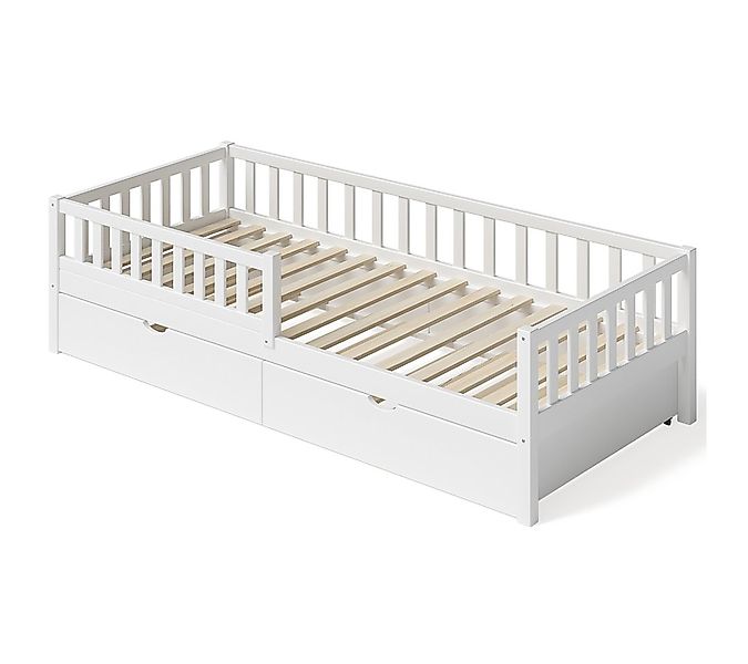 Bellabino Kinderbett Vils mit Lattenrost und Rausfallschutz 90x200 cm (weiß günstig online kaufen