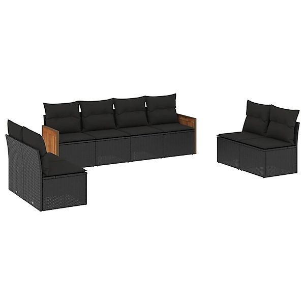 vidaXL 8-Tlg Garten-Sofagarnitur mit Kissen Schwarz Poly Rattan 3227567 günstig online kaufen