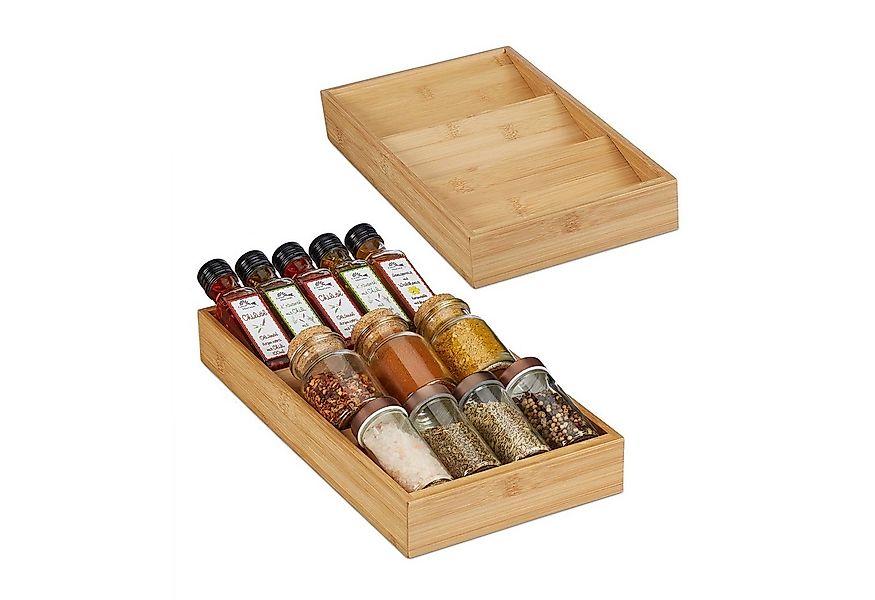 relaxdays Gewürzregal 2er Set Bambus Gewürzregal für Schublade günstig online kaufen