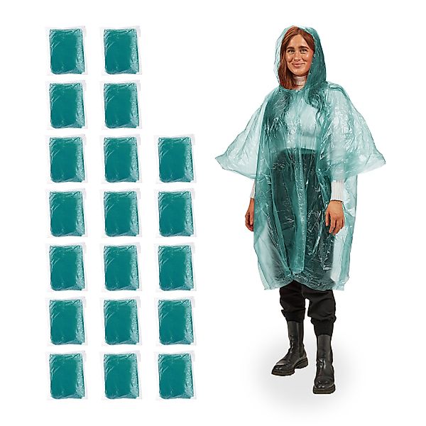 relaxdays Regenponcho Einweg Regenponcho 20er Set günstig online kaufen