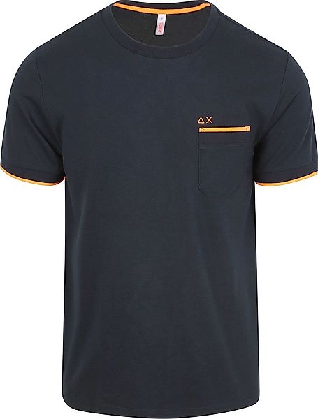 Sun68 Piqué T-Shirt Fluo Stripe Navy - Größe L günstig online kaufen