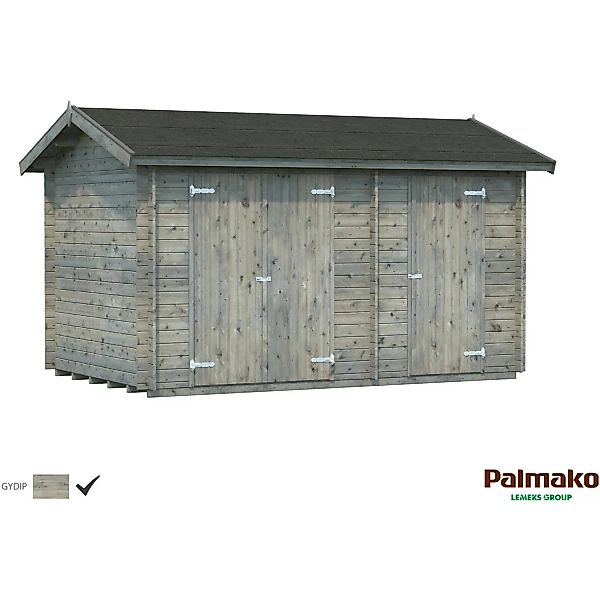 Palmako Jari Holz-Gartenhaus Grau Satteldach Tauchgrundiert 410 cm x 240 cm günstig online kaufen