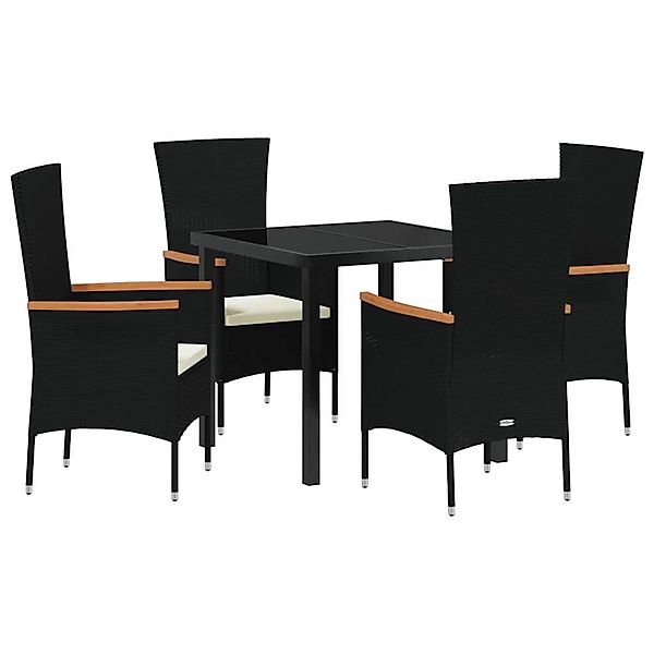 vidaXL Garten Essgruppe mit Kissen 5-Tlg Schwarz Poly Rattan 3379423 günstig online kaufen