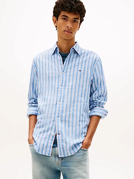 Tommy Jeans Langarmhemd "REGULAR LINEN MIX STRIPES" Regular fit mit Streife günstig online kaufen