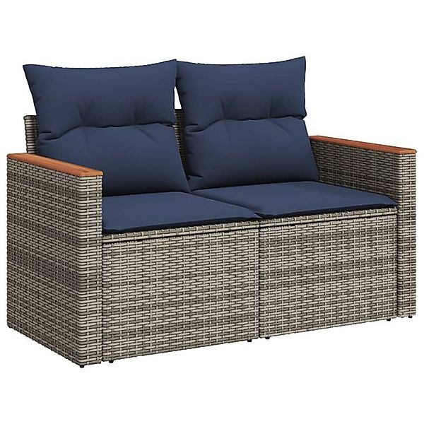 vidaXL Loungesofa Gartensofa 2-Sitzer mit Kissen Grau Poly Rattan, 1 Teile günstig online kaufen