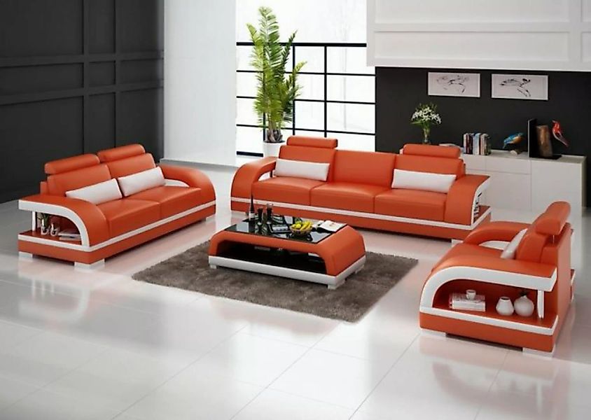 JVmoebel Sofa Luxuriöse weiße Sofagarnitur Leder Polstermöbel 3+2 Set Neu, günstig online kaufen