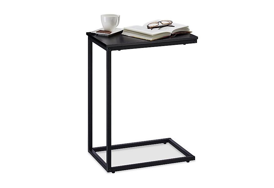 relaxdays Beistelltisch schwarz mit Metallgestell günstig online kaufen